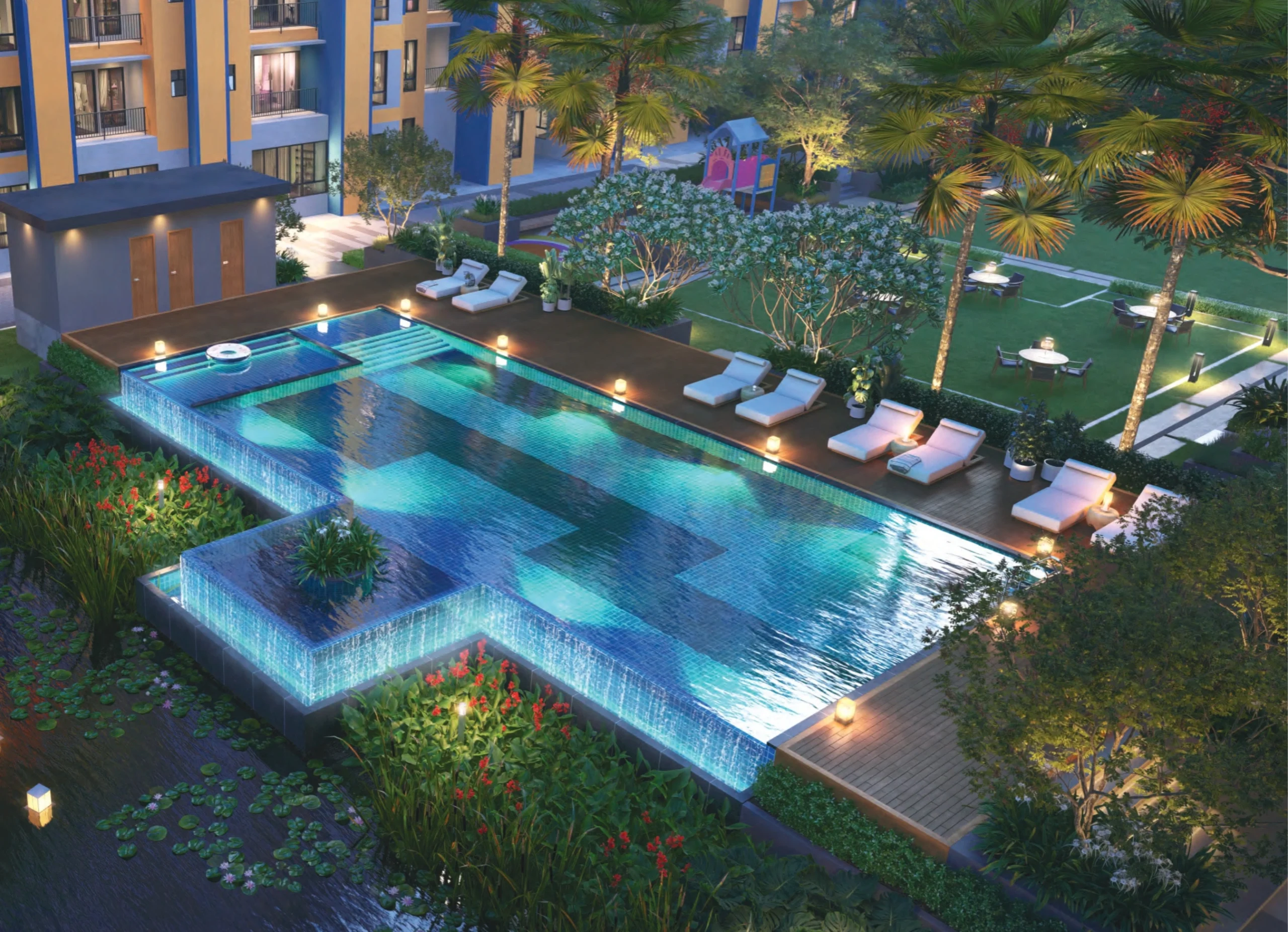 Swimming pool in DTC Good Earth Amenities project